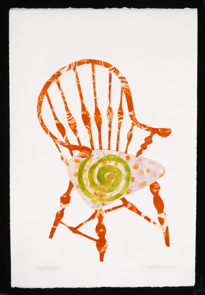 "My Old Chair," monotype collage, 22" x 15"