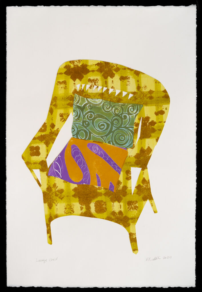 "Lounge Chair," monotype collage, 22" x 15"